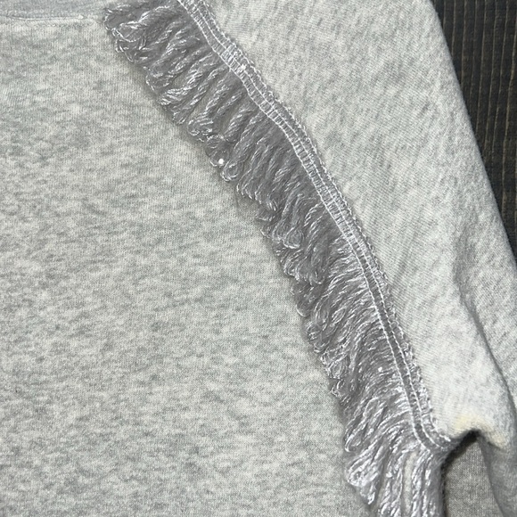 KOCH Sweater Size S Grey Fringe Boho Soft Cotton Blend Holiday Metallic - Picture 7 of 11